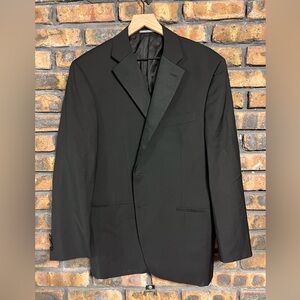 CANALI 13793/35 Solid Black Two Button Tuxedo Size 54 EU/44 US Men’s Travel Wool